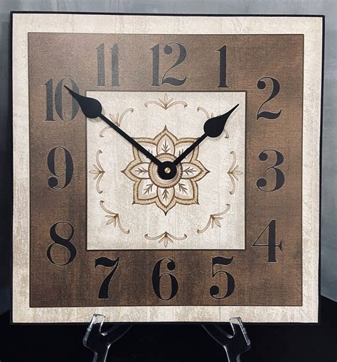 Large Square Wall Clock Brown