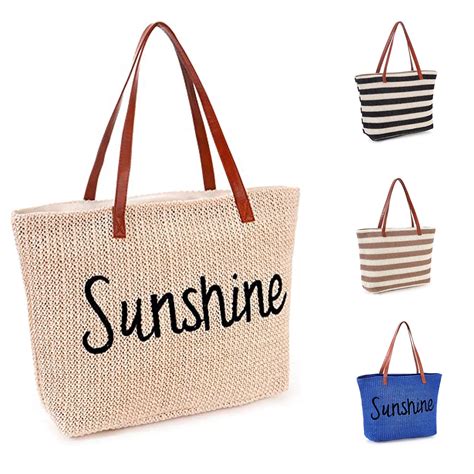 large straw beach tote bags