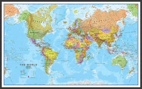 Large Primary World Wall Map Political (Canvas)