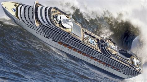 large waves hit cruise ship