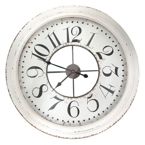 Large White Distressed Clock