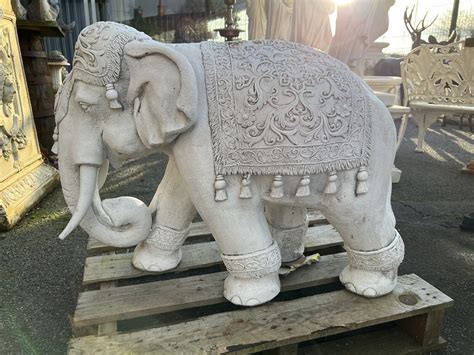 Large White Elephant Statue