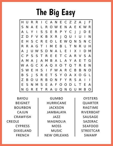 Large Word Search Printable Easy