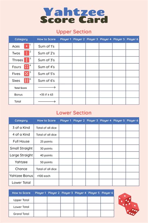 Large Yahtzee Score Sheets Printable Free