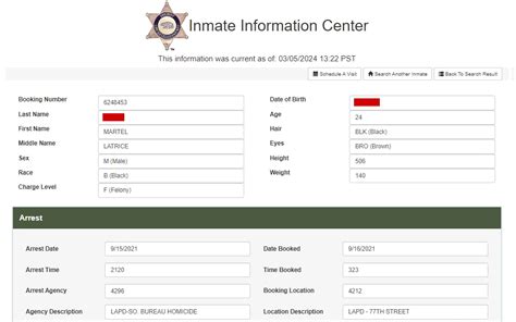 lasd arrest log
