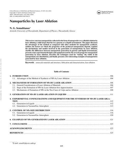 Laser Ablation Nanoparticles Pdf