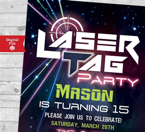 laser tag birthday party invites