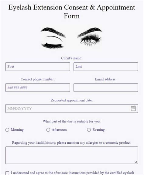 Eyelash Extension Client Consent Form Eyelash Extension Form Etsy in
