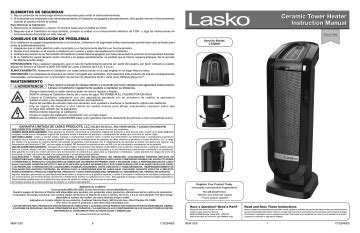 lasko ceramic tower heater manual