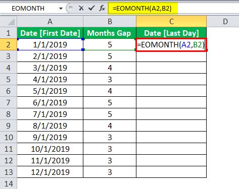 last day of month formula in excel