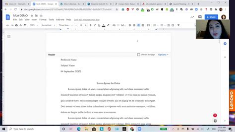 last name and page number mla format google docs