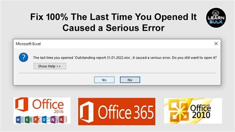 last time you opened serious error word