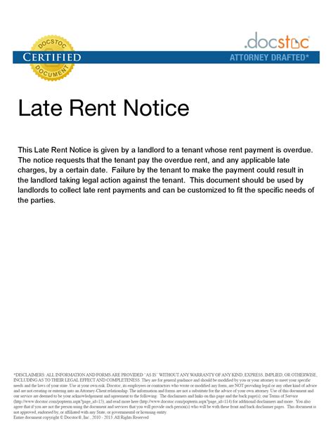 34 Printable Late Rent Notice Templates ᐅ TemplateLab