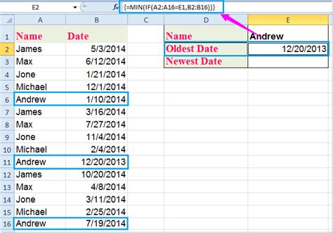 latest date in excel formula