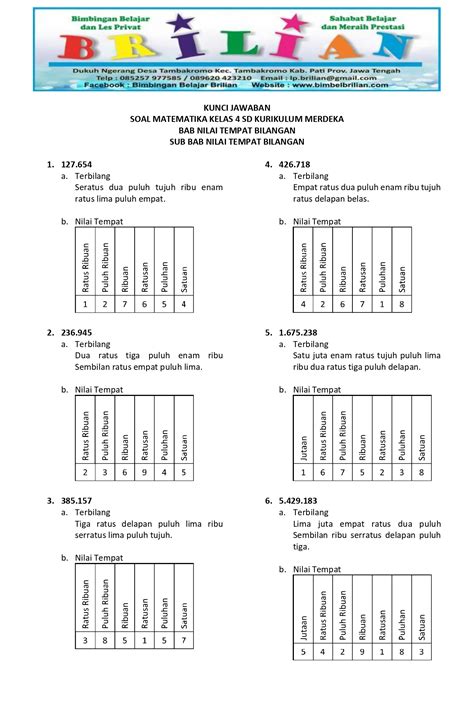 latihan soal matematika kelas 4 kurikulum merdeka pdf