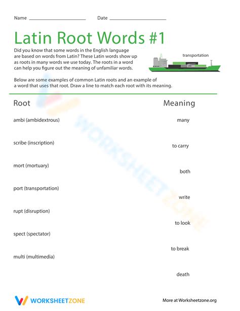 Latin Root Work Printable Flashcards