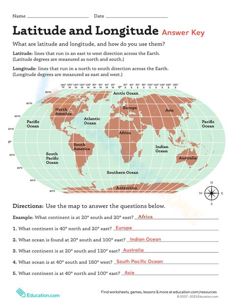 latitude and longitude class 5 worksheet with answers pdf