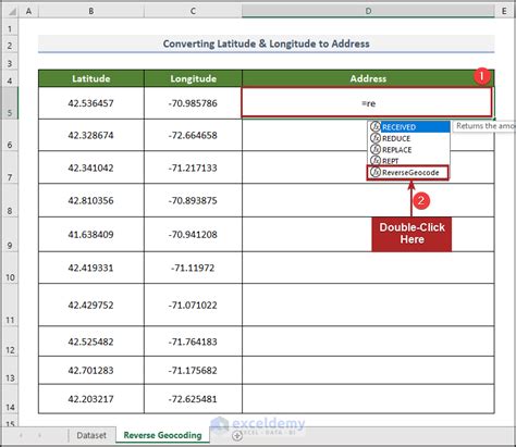 latitude and longitude from address excel