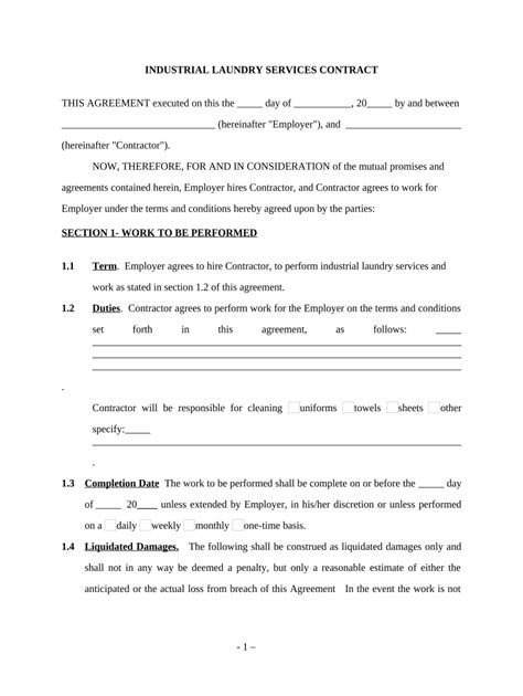 Laundry Service Agreement Template PDF Template