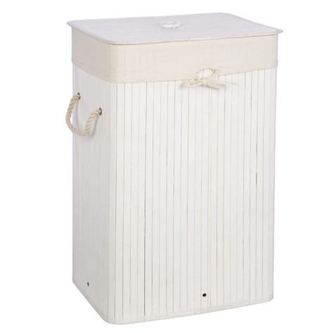 Laundry Hamper Bamboo White