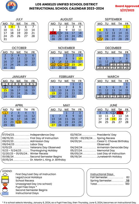 Lausd Instructional Calendar 2024-2025