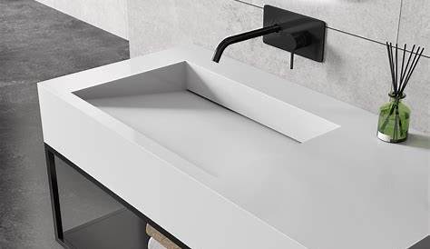 Lavabo ceramico integrado fondo 40 para mueble de baño