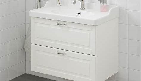 Meuble lavabo 2tir, brillant blanc, 80x47x58 cm