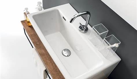 Lavabo Bagno Profondita 35 Cm Kevin, Profondità Salvaspazio, Colore Rovere