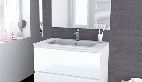 Meuble lavabo rétro avec vasque 63 cm Gris clair