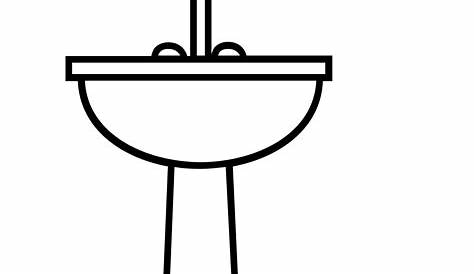 Washbasin Icon, Outline Style Stock Vector Illustration