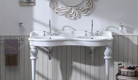 Lavabo console avec double vasque en céramique vintage