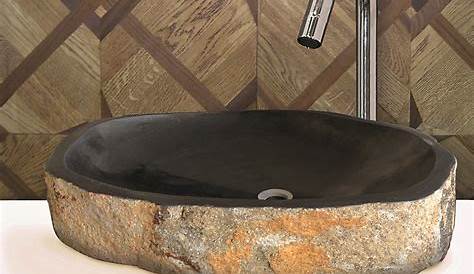 Vasque à poser en pierre naturelle GALET DE RIVIERE 40 cm