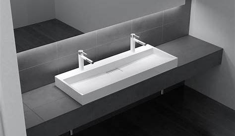 Lavabo suspendu vasque à poser blanc 100cm x 46cm x 11cm