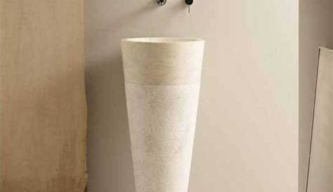 Lavabo totem rond en pierre beige Ultime lavabo totem