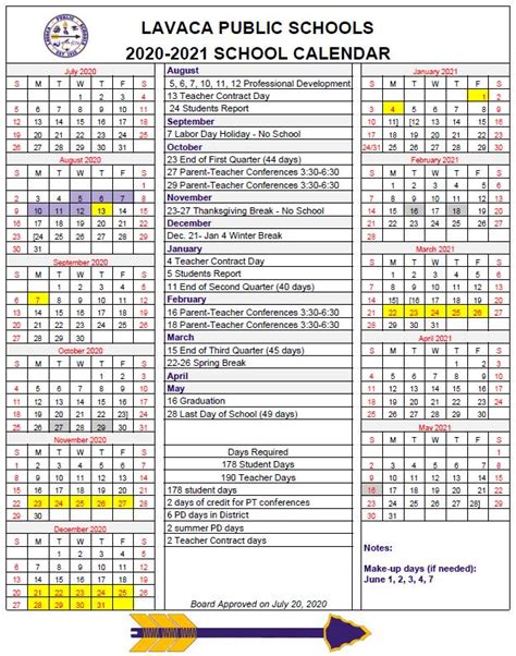 lavca school calendar
