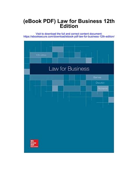 Law for Business 12th edition by Barnes Dworkin Richards Solution