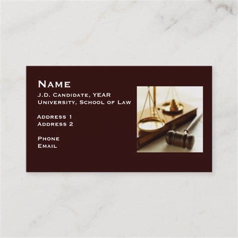 law student business card template