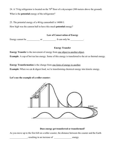law of conservation of energy worksheet answers