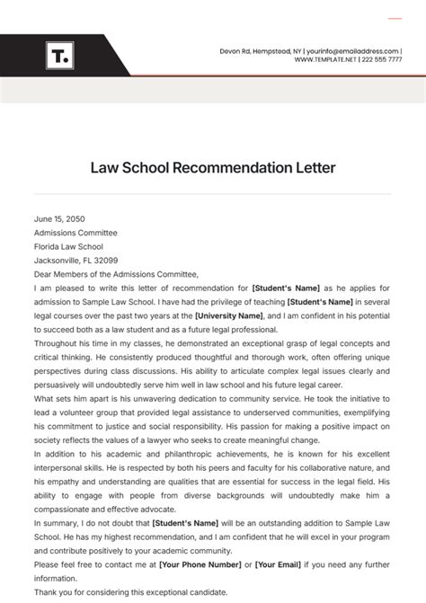 FREE 5+ Sample Law School Letter Templates in MS Word PDF