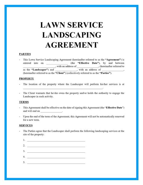 Printable Lawn Care Contract Template