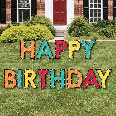 Cheerful Happy Birthday Yard Sign Outdoor Lawn Decorations Colorful