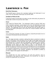 lawrence v fox 1859