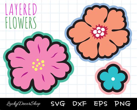 Layered Flower SVG Cut File Laser Cricut Cameo Etsy