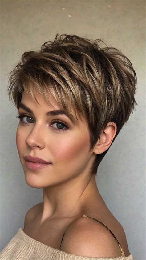 Layered pixie haircut with volume