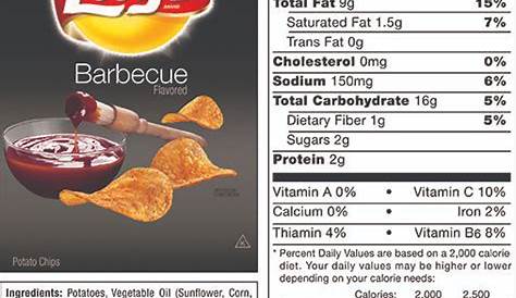 Lays Barbecue Chips Food Label Baked Nutrition Facts — BCMA