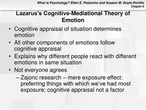 lazarus cognitive mediational theory of emotion example