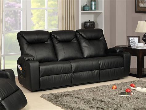 lazy boy black leather sofa