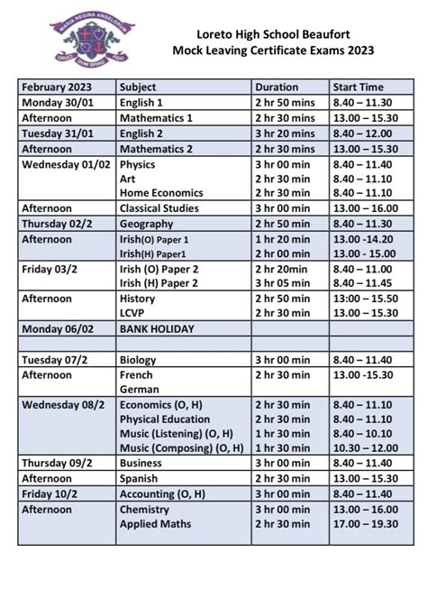 lc timetable 2023 revised