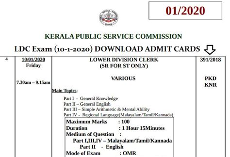 ldc admit card online kerala