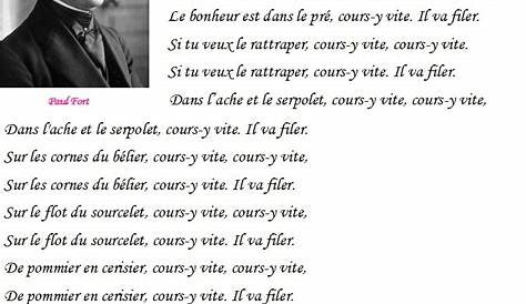 French poem Le bonheur est dans le pre from Paul Fort by Histoires de